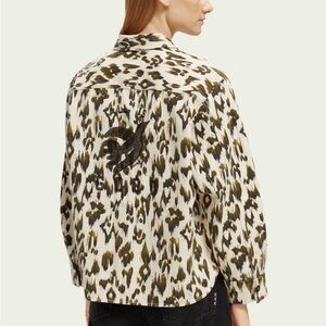 Scotch & Soda Wild Flower Patterned Jacket Military Embroidered Size 42 XL Women